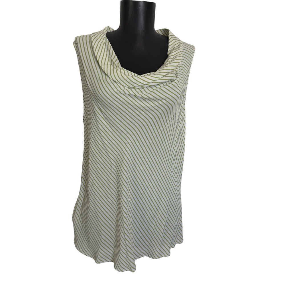 Banana Republic Women's Size L Green Stripe Cowl Neck‎ Sleeveless Top Shirt